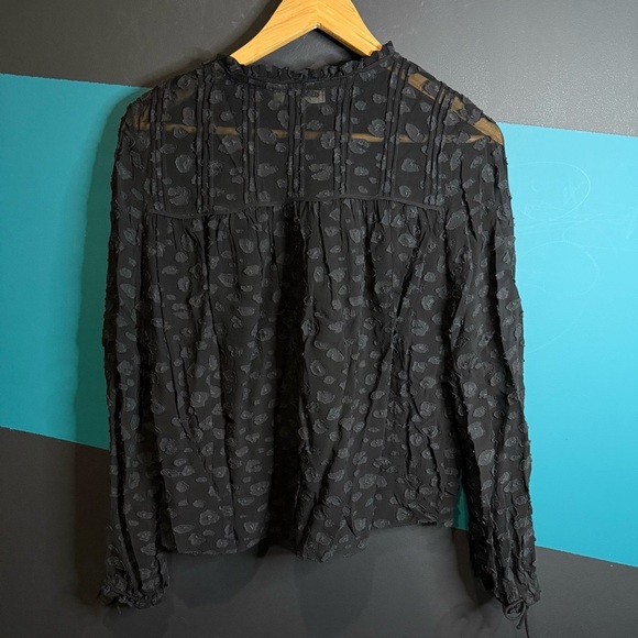 Wilfred Black Pleated Ruffled Long Sleeve Blouse - Picture 3 of 7